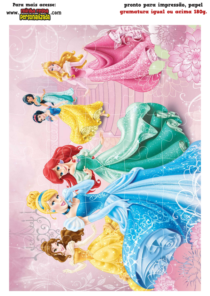 QUEBRA CABECA PRINCESAS GRANDE 725x1024 - Quebra-Cabeça Personalizado das Princesas