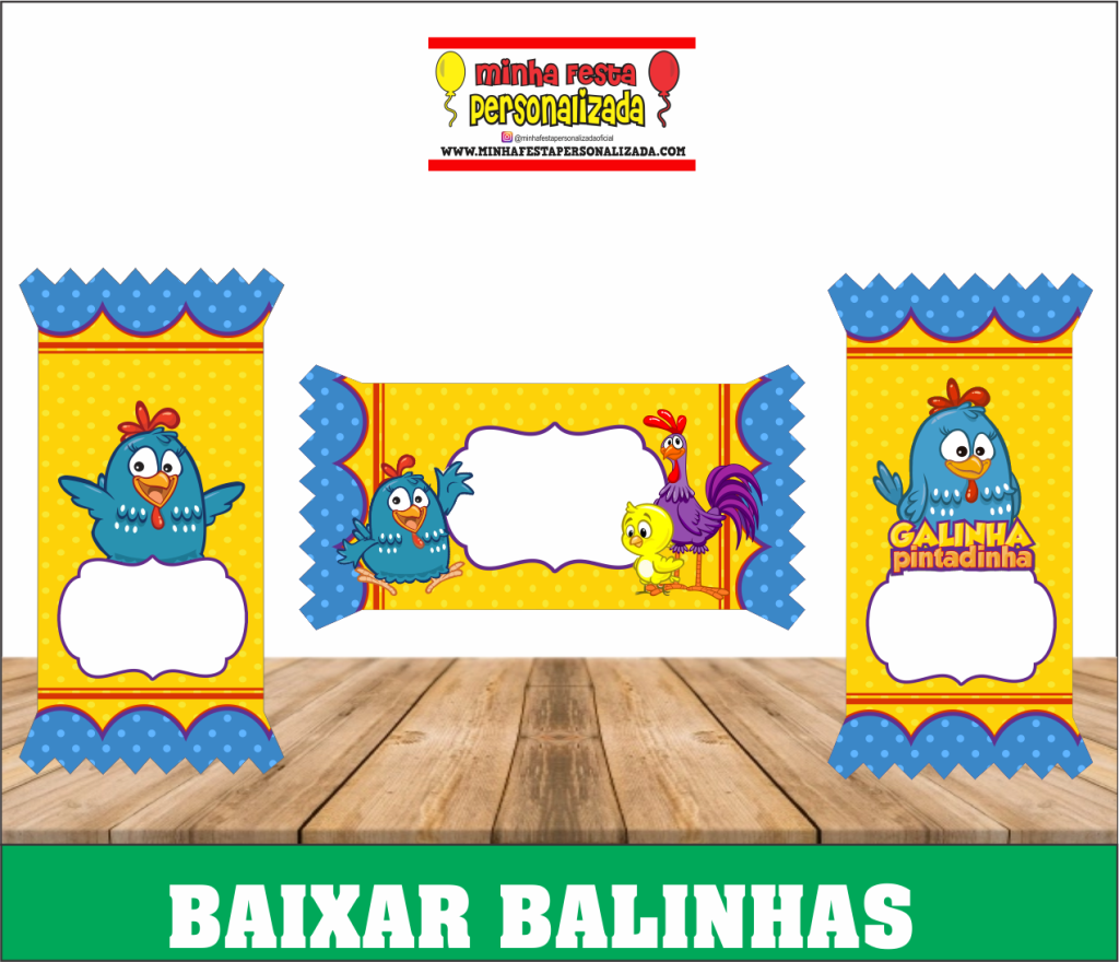 BALINHAS PERSONALIZADAS GALINHA PINTADINHA 1024x880 - Balinhas Personalizadas Para Imprimir – Diversos Temas Gratuitos