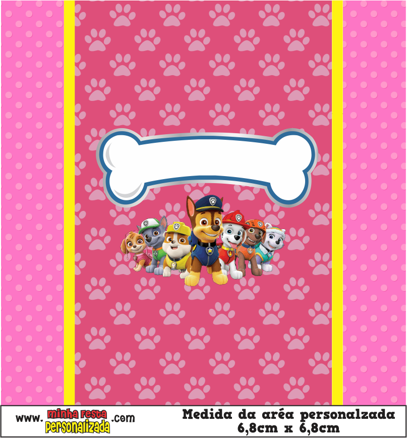 MODELO 01 6 - Balinhas Personalizadas Patrulha Canina Rosa