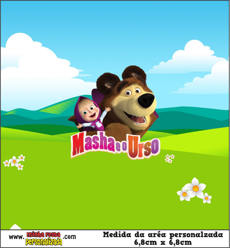 MODELO 02 2 - Balinhas Personalizadas Masha e o Urso