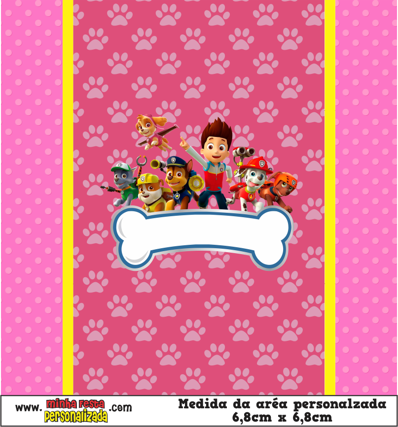 MODELO 02 6 - Balinhas Personalizadas Patrulha Canina Rosa