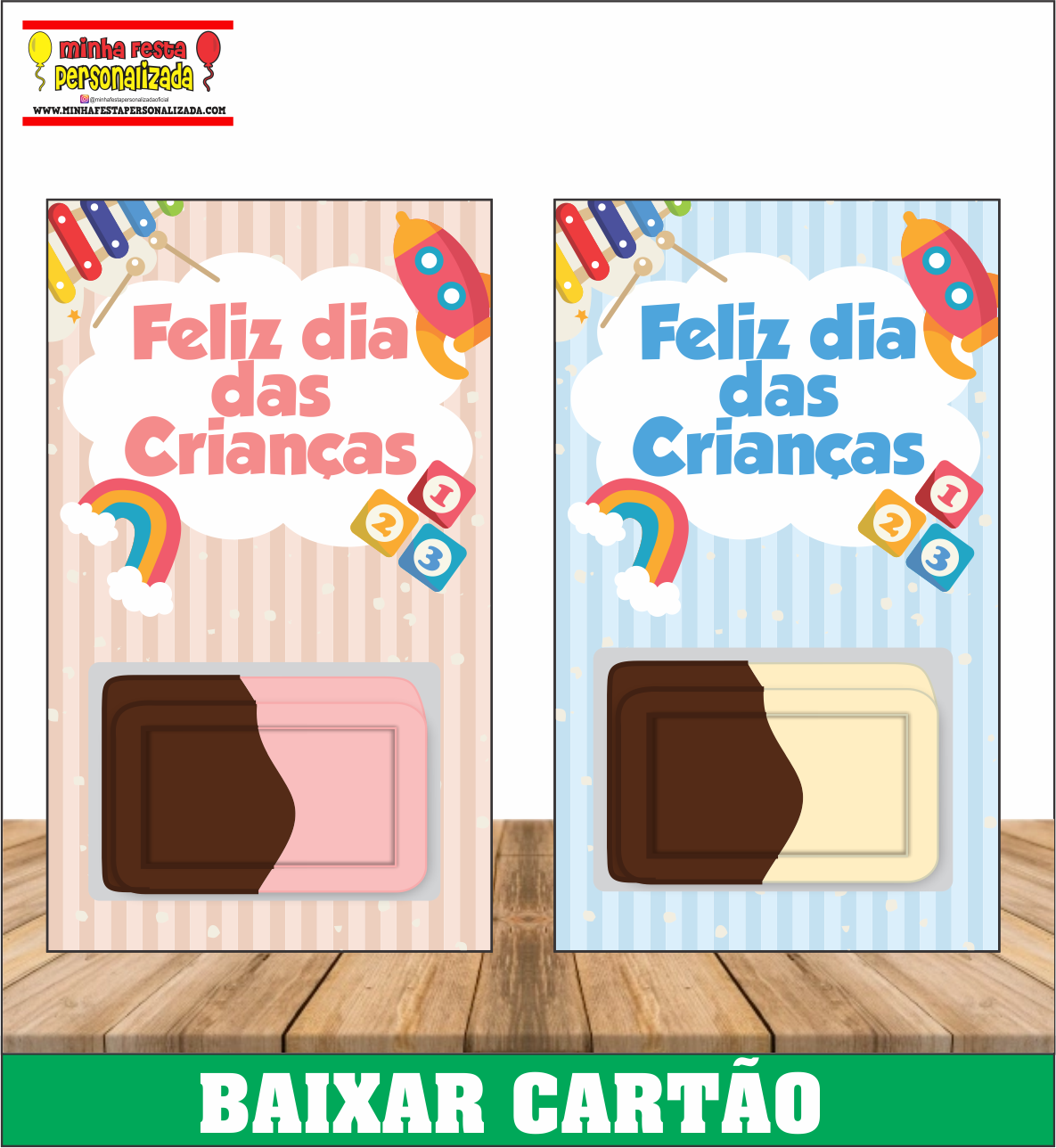 Cartão Dia das Crianças para nucita pronto para imprimir