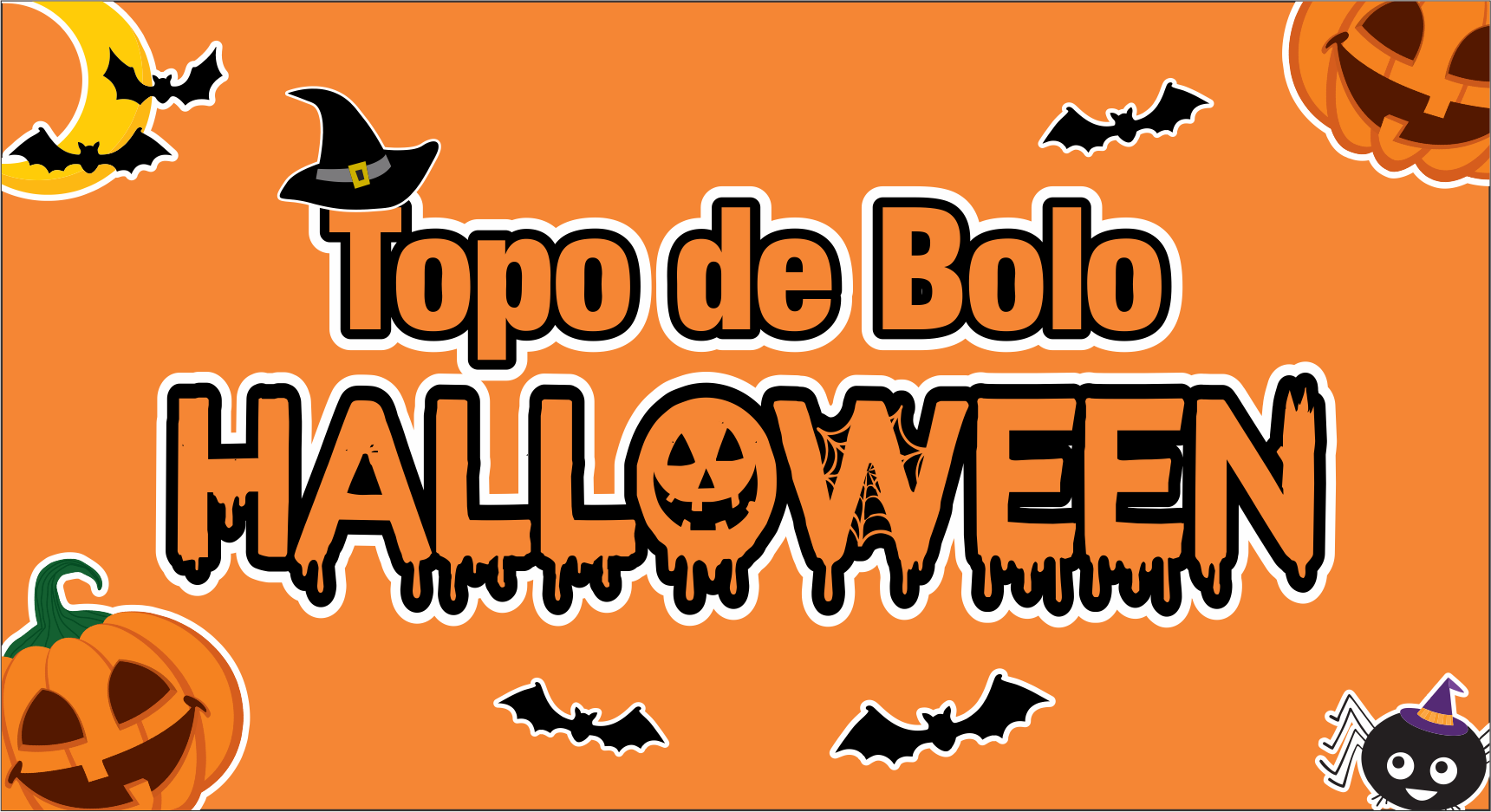 Capa Topo de bolo halloween - Topo de bolo Halloween pronto para imprimir