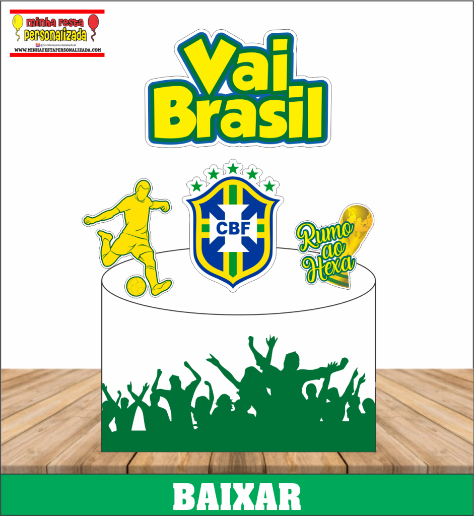 KIT FESTA BRASIL TOPO DE BOLO 941x1024 - Kit Festa Brasil Completo Pronto Para Imprimir