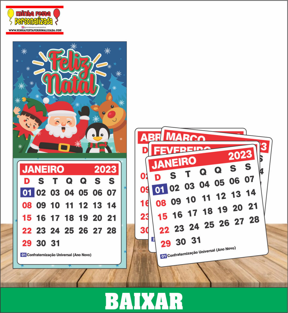 MINI CALENDARIO DE NATAL MODELO 01 941x1024 - Mini Calendário de Natal Pronto Para Imprimir