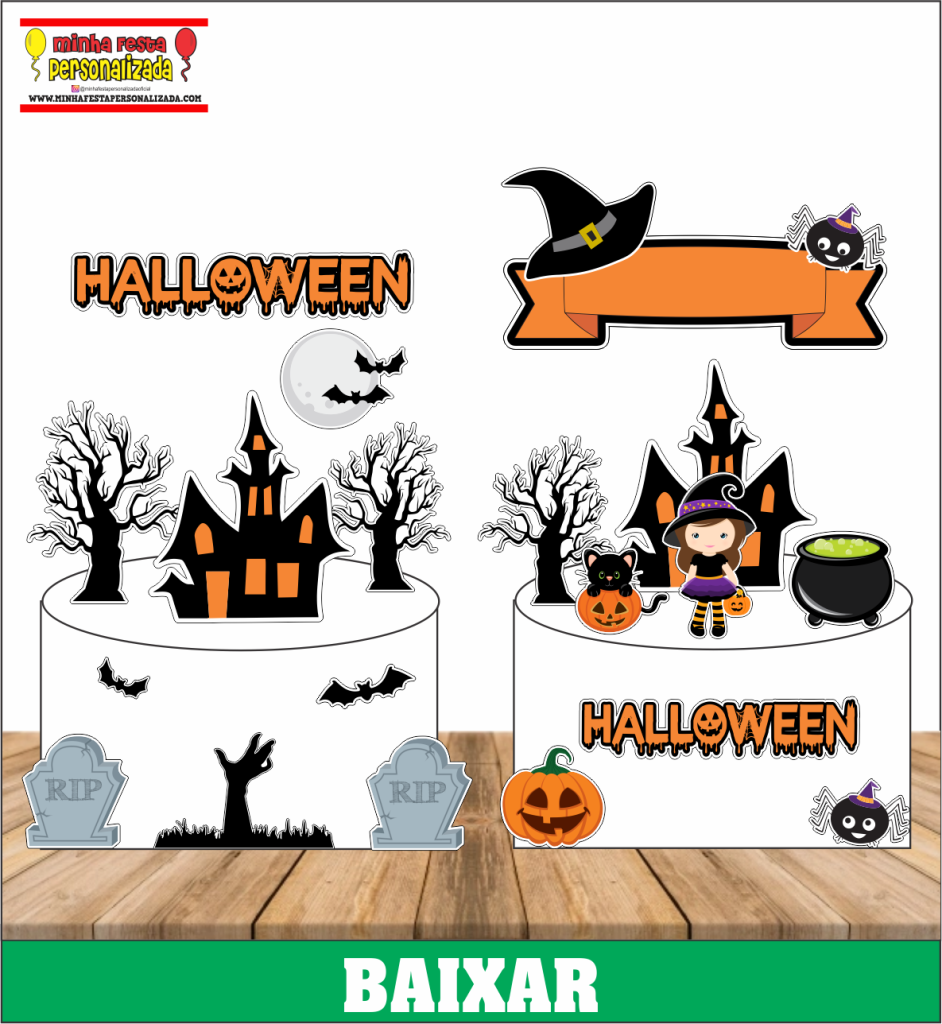 Topo de bolo halloween 942x1024 - Topo de bolo Halloween pronto para imprimir