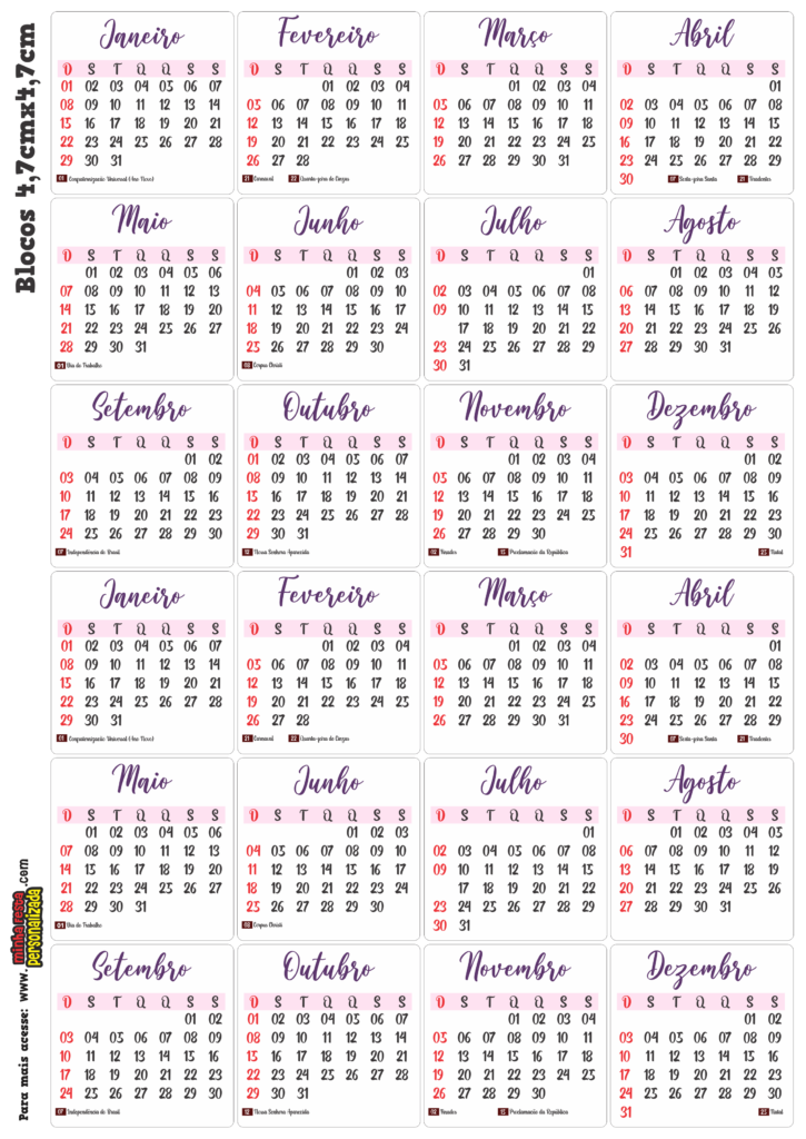 BLOCO CALENDARIOS DE 2023 725x1024 - Mini Calendário Personalizado Modelo 03