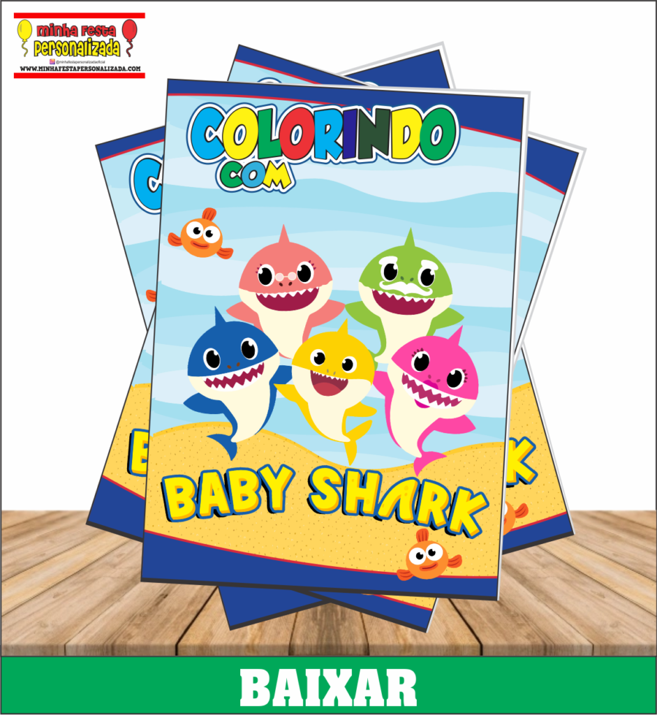 CAPA LIVRINHO DE COLORIR BABY SHARK 941x1024 - Capa Livro de Colorir Personalizado Para Imprimir