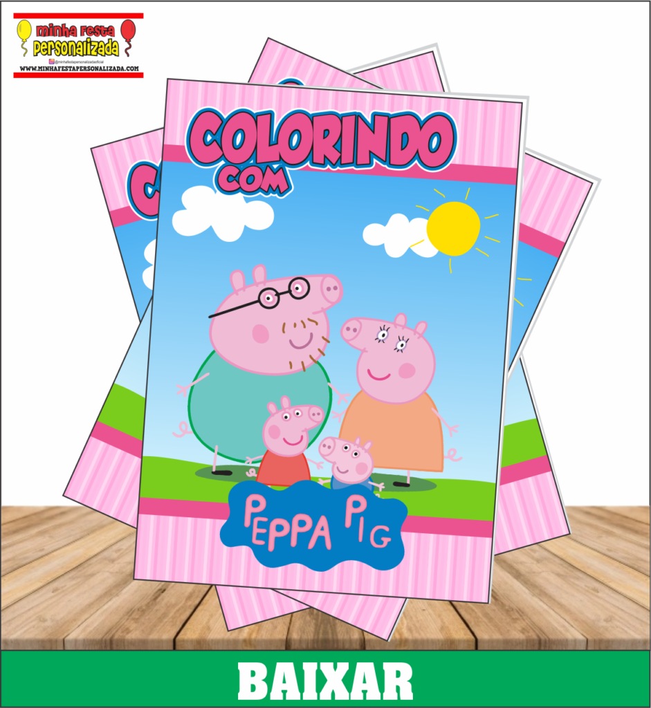 CAPA LIVRINHO DE COLORIR PEPPA PIG 941x1024 - Capa Livro de Colorir Personalizado Para Imprimir