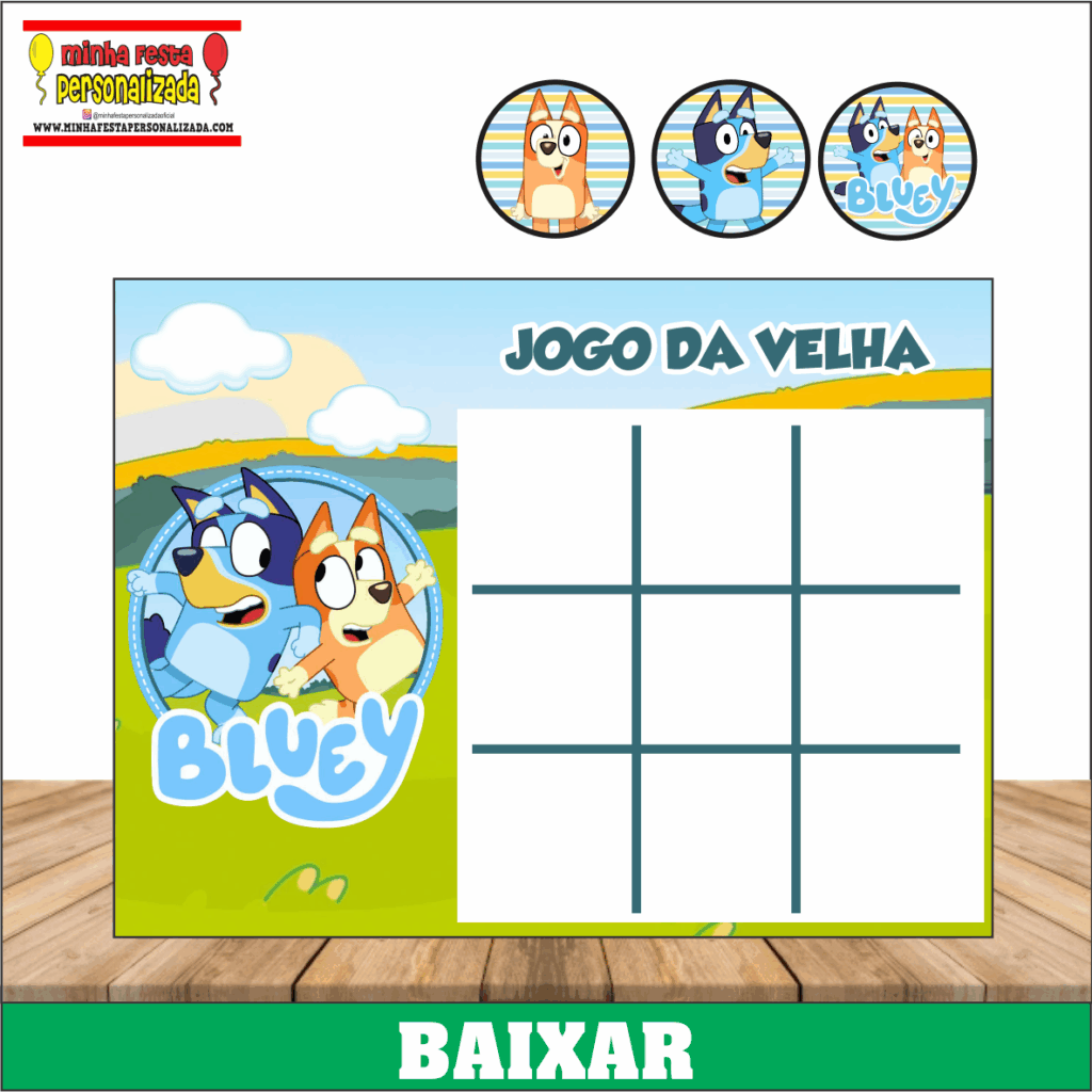 JOGO DA VELHA BLUEY 1024x1024 - Jogo da Velha Personalizado Pronto Para Imprimir