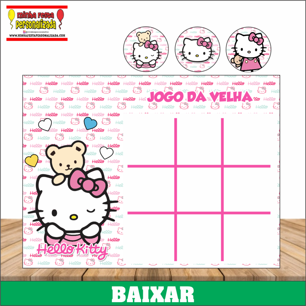 JOGO DA VELHA HELLO KITTY 1024x1024 - Jogo da Velha Personalizado Pronto Para Imprimir