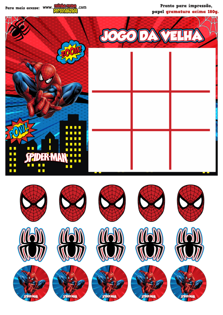 JOGO DA VELHA HOMEM ARANHA 1 725x1024 - Jogo da Velha Personalizado Homem Aranha