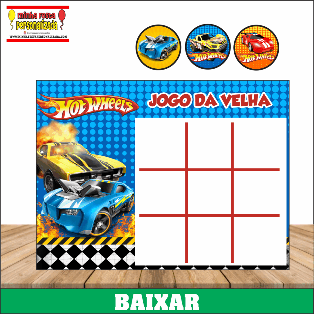 JOGO DA VELHA HOTWHEELS 1024x1024 - Jogo da Velha Personalizado Pronto Para Imprimir