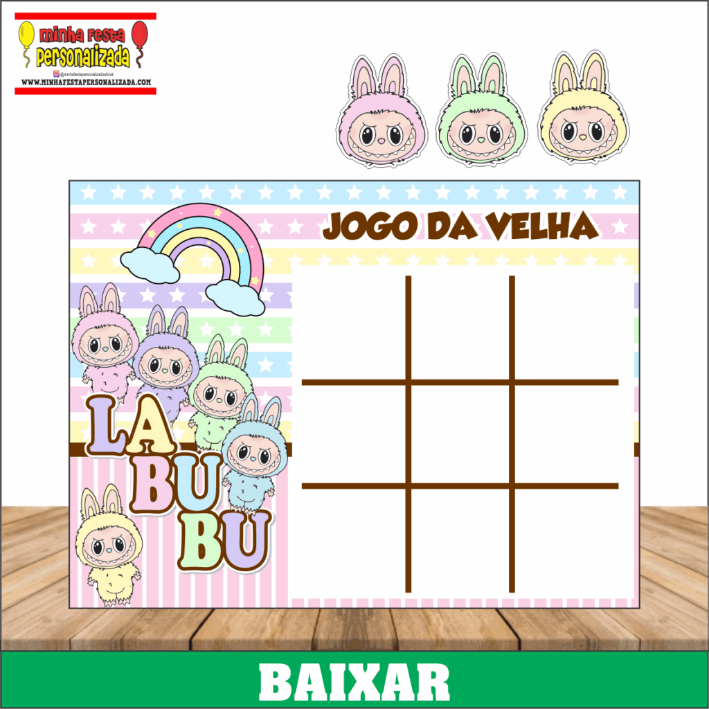 JOGO DA VELHA LABUBU 1024x1024 - Jogo da Velha Personalizado Pronto Para Imprimir