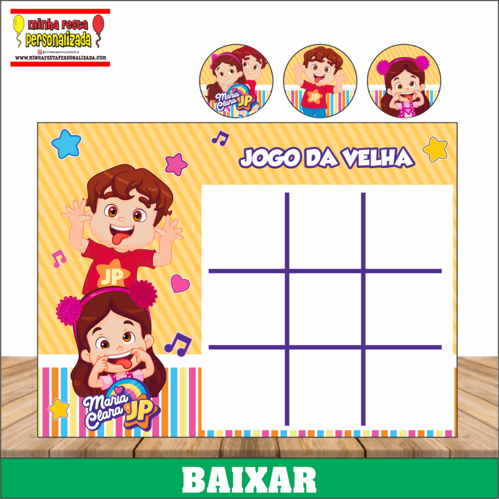 JOGO DA VELHA MARIA CLARA E JP 1024x1024 - Jogo da Velha Personalizado Pronto Para Imprimir
