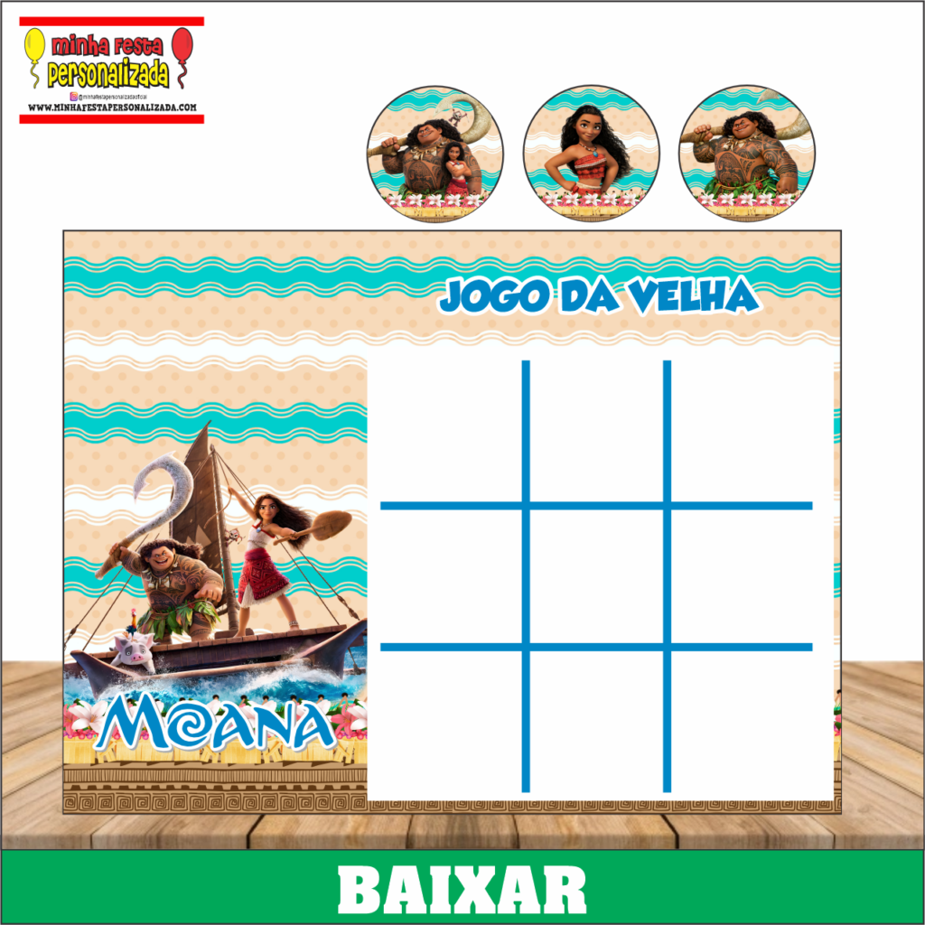 JOGO DA VELHA MOANA 1024x1024 - Jogo da Velha Personalizado Pronto Para Imprimir