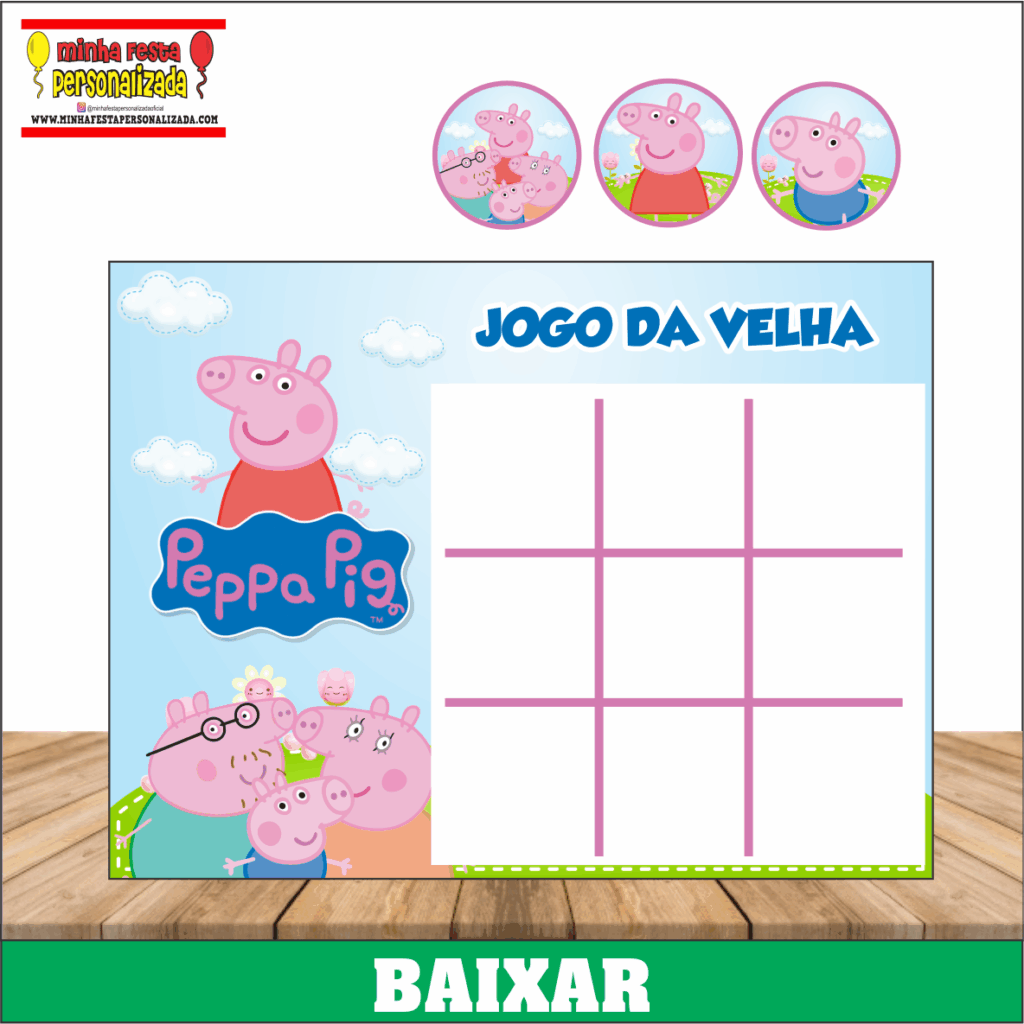 JOGO DA VELHA PEPPA PIG 1024x1024 - Jogo da Velha Personalizado Pronto Para Imprimir