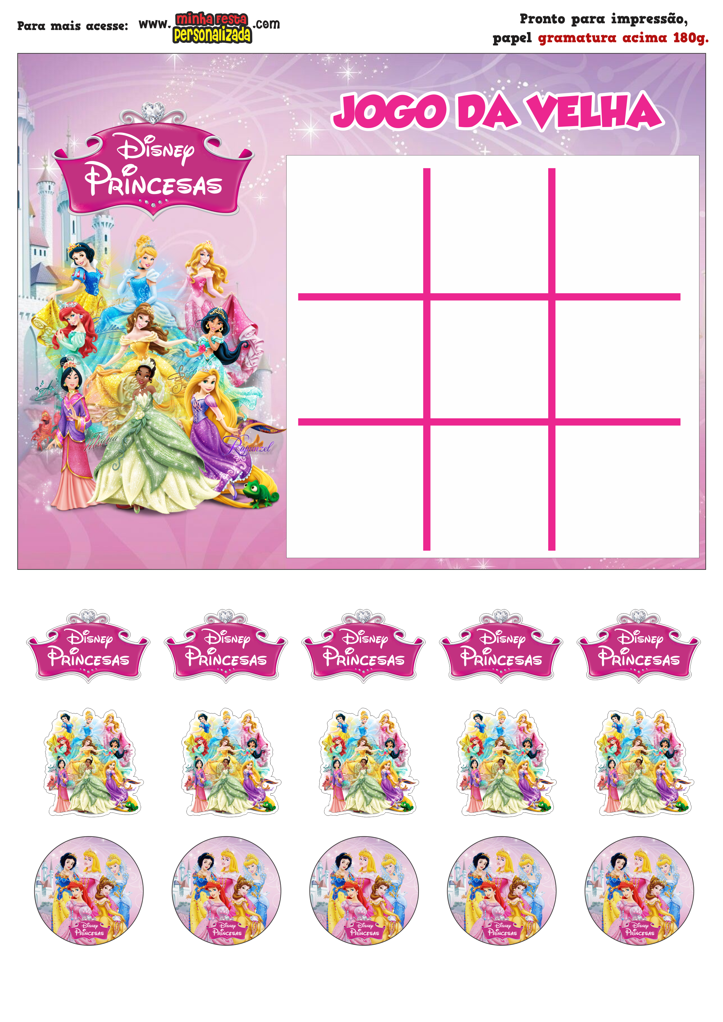 Jogo da Velha Personalizado Princesas