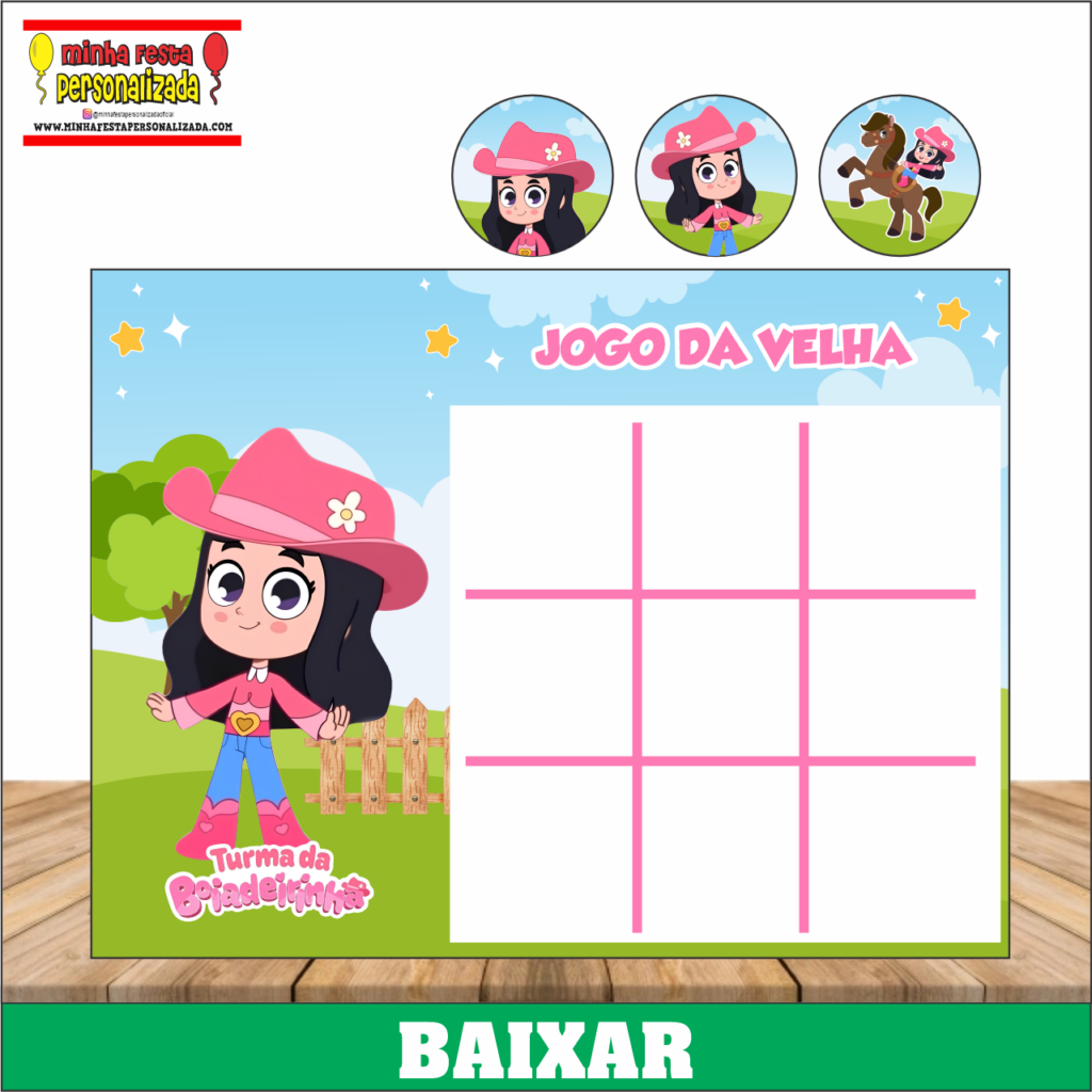 JOGO DA VELHA TURMA DA BOIADEIRINHA 1024x1024 - Jogo da Velha Personalizado Pronto Para Imprimir