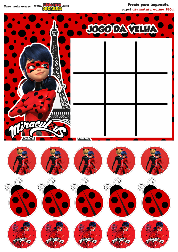 JOGO DA VELHA LADYBUG 725x1024 - Jogo da Velha Personalizado Ladybug