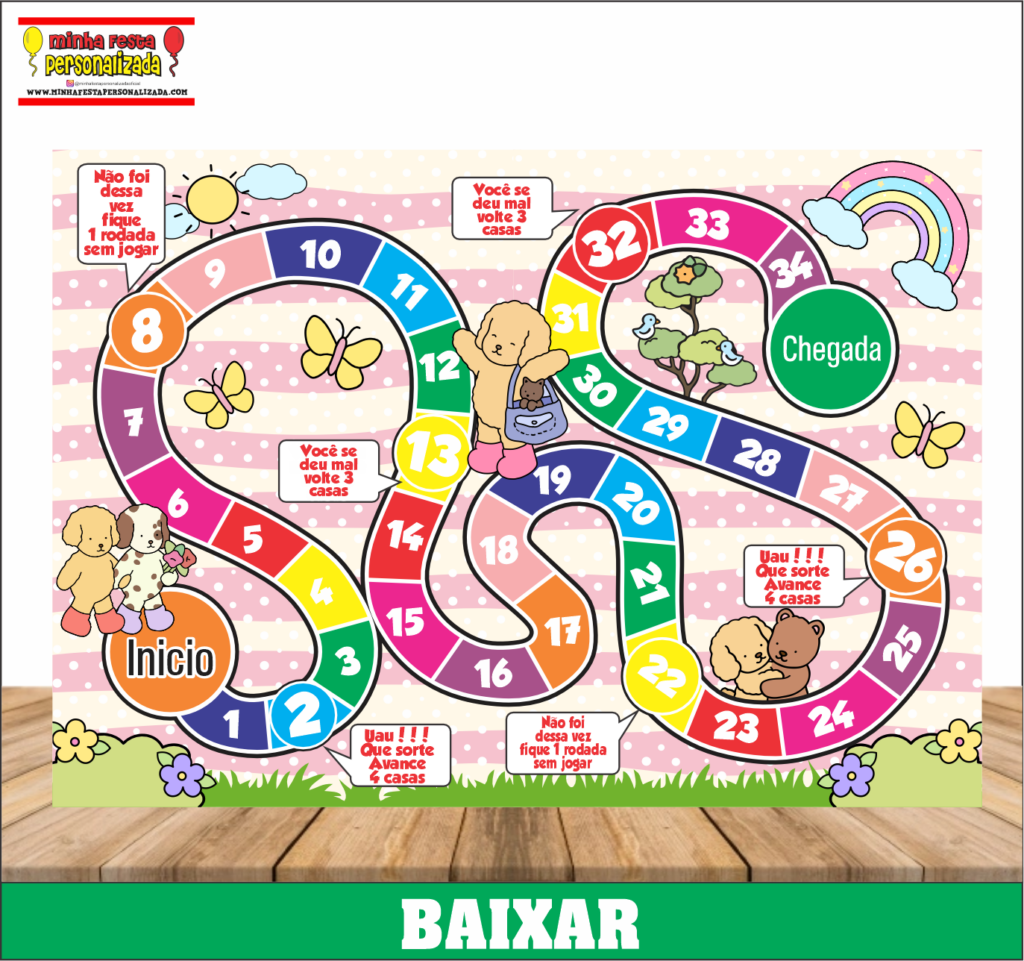 JOGO TABULEIRO PERSONALIZADO BOBBIE GOODS 1024x961 - Jogo de Tabuleiro Personalizado Pronto Para Imprimir