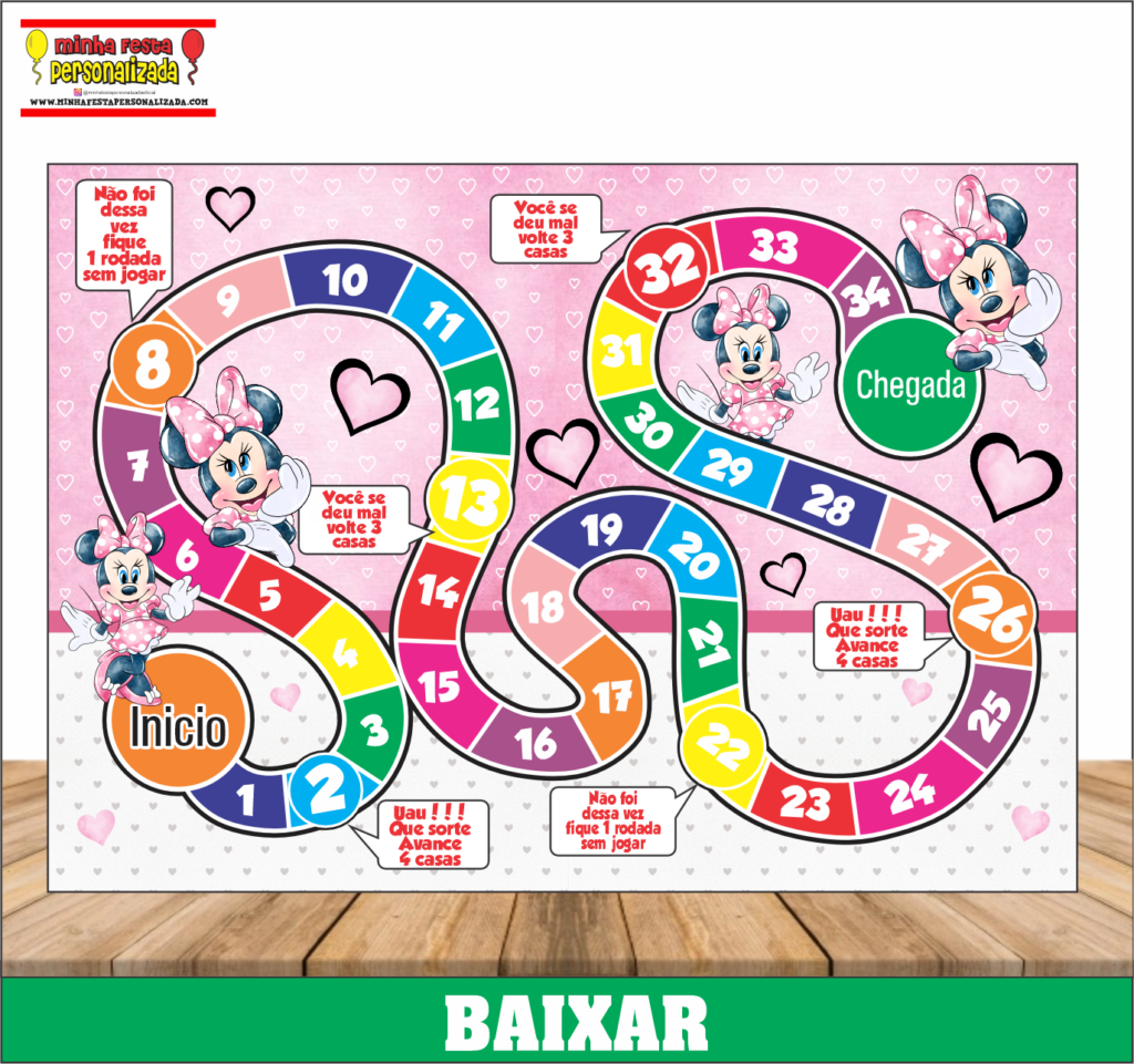 JOGO TABULEIRO PERSONALIZADO MINNIE 1024x961 - Jogo de Tabuleiro Personalizado Pronto Para Imprimir