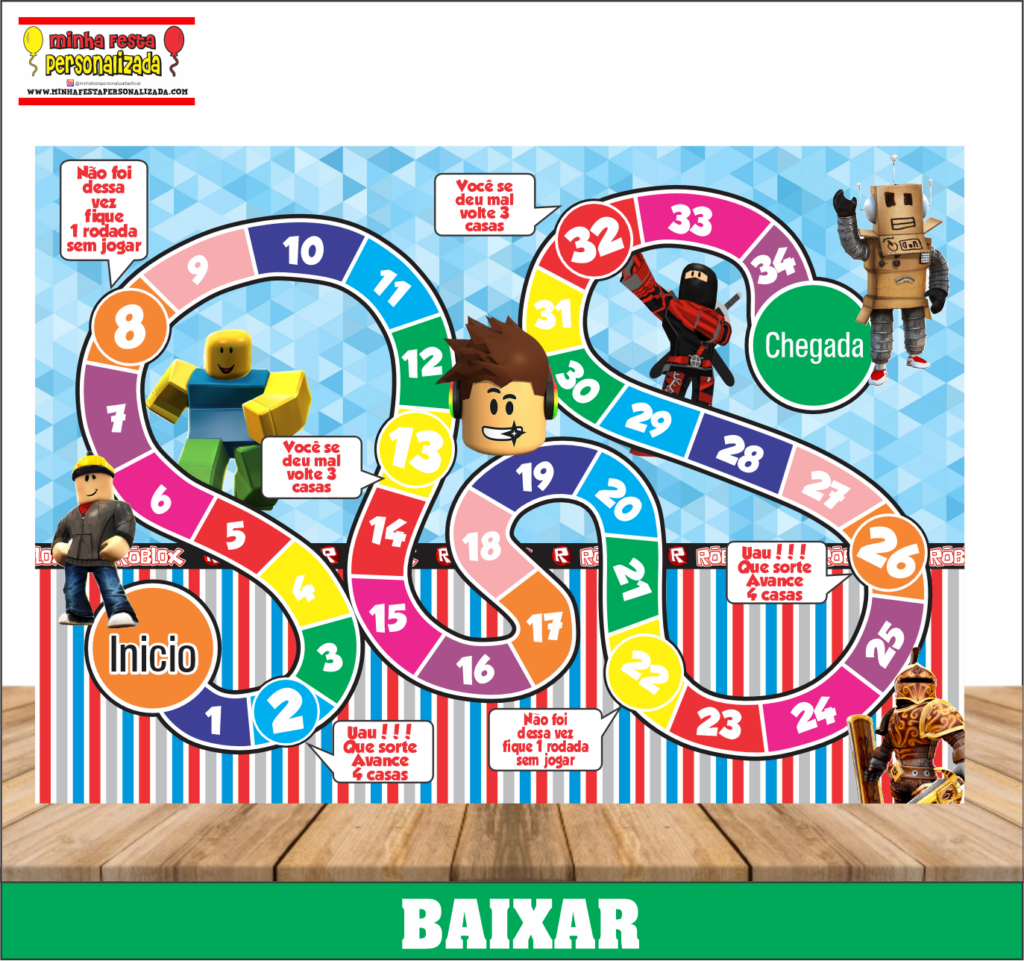 JOGO TABULEIRO PERSONALIZADO ROBLOX 1024x961 - Jogo de Tabuleiro Personalizado Pronto Para Imprimir