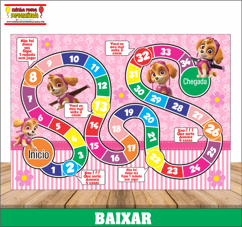 JOGO TABULEIRO PERSONALIZADO SKYE 1024x961 - Jogo de Tabuleiro Personalizado Pronto Para Imprimir