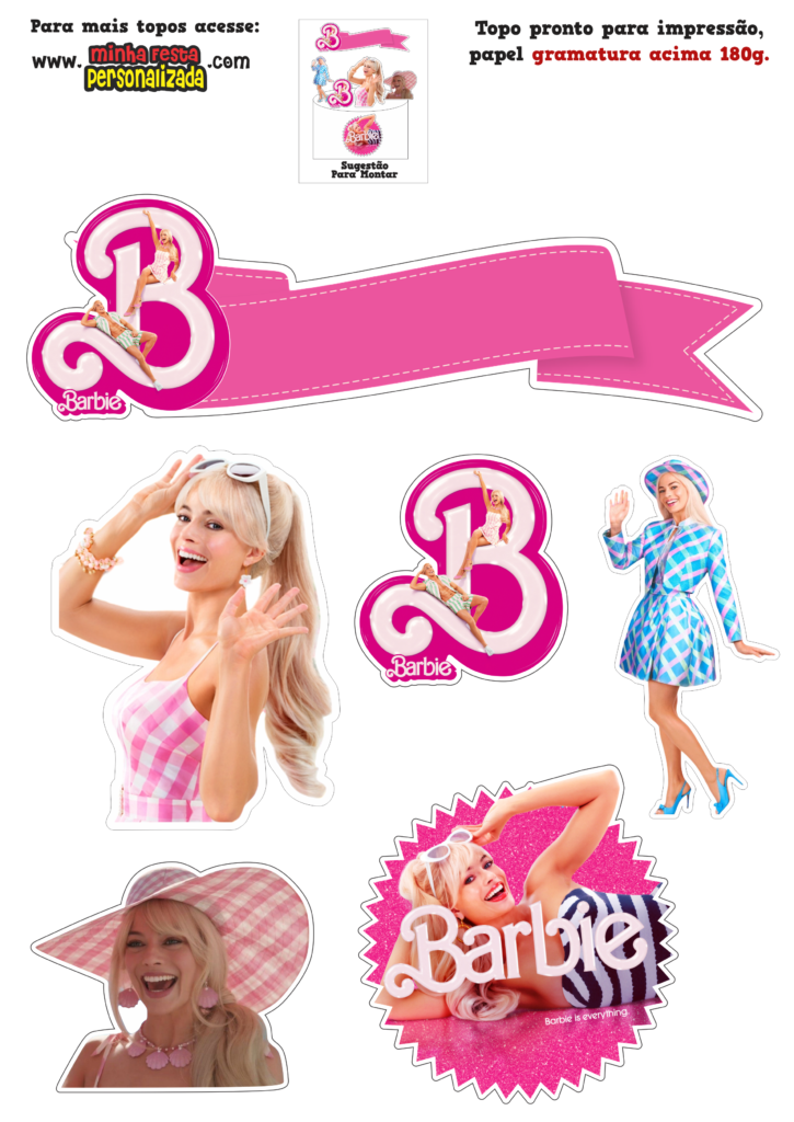 MODELO 01 725x1024 - Topos de bolo Barbie o filme para imprimir