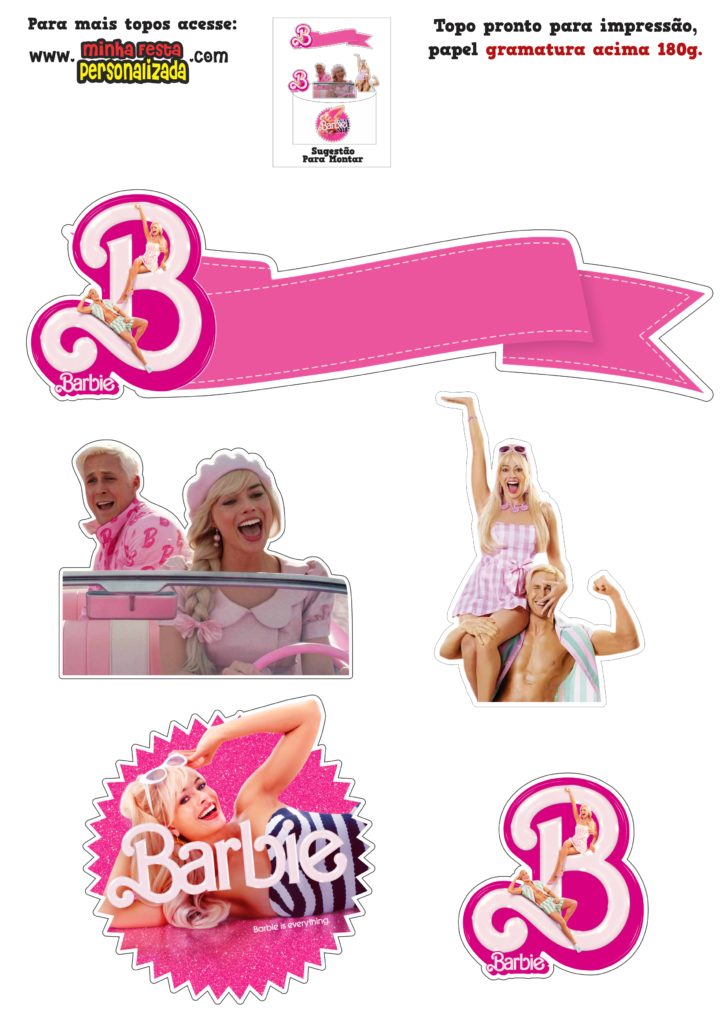 Topo de Bolo Barbie o filme 2023 - PRONTA ENTREGA