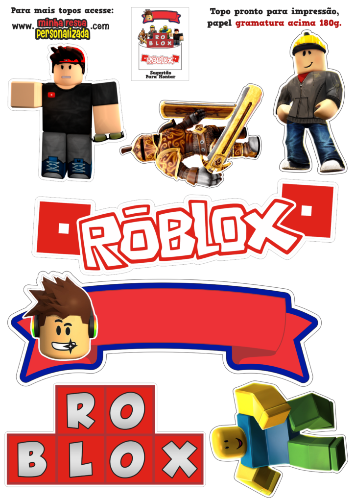 topo de bolo roblox feminino para imprimir