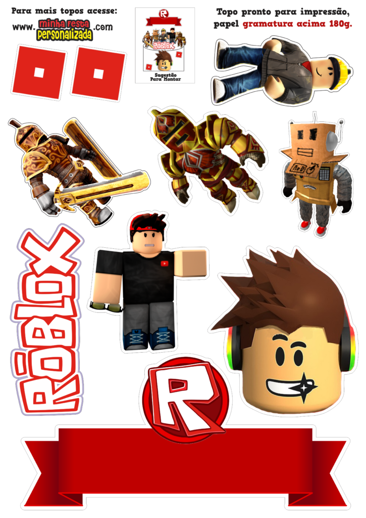 Topo de bolo Roblox Para Imprimir Gratuito