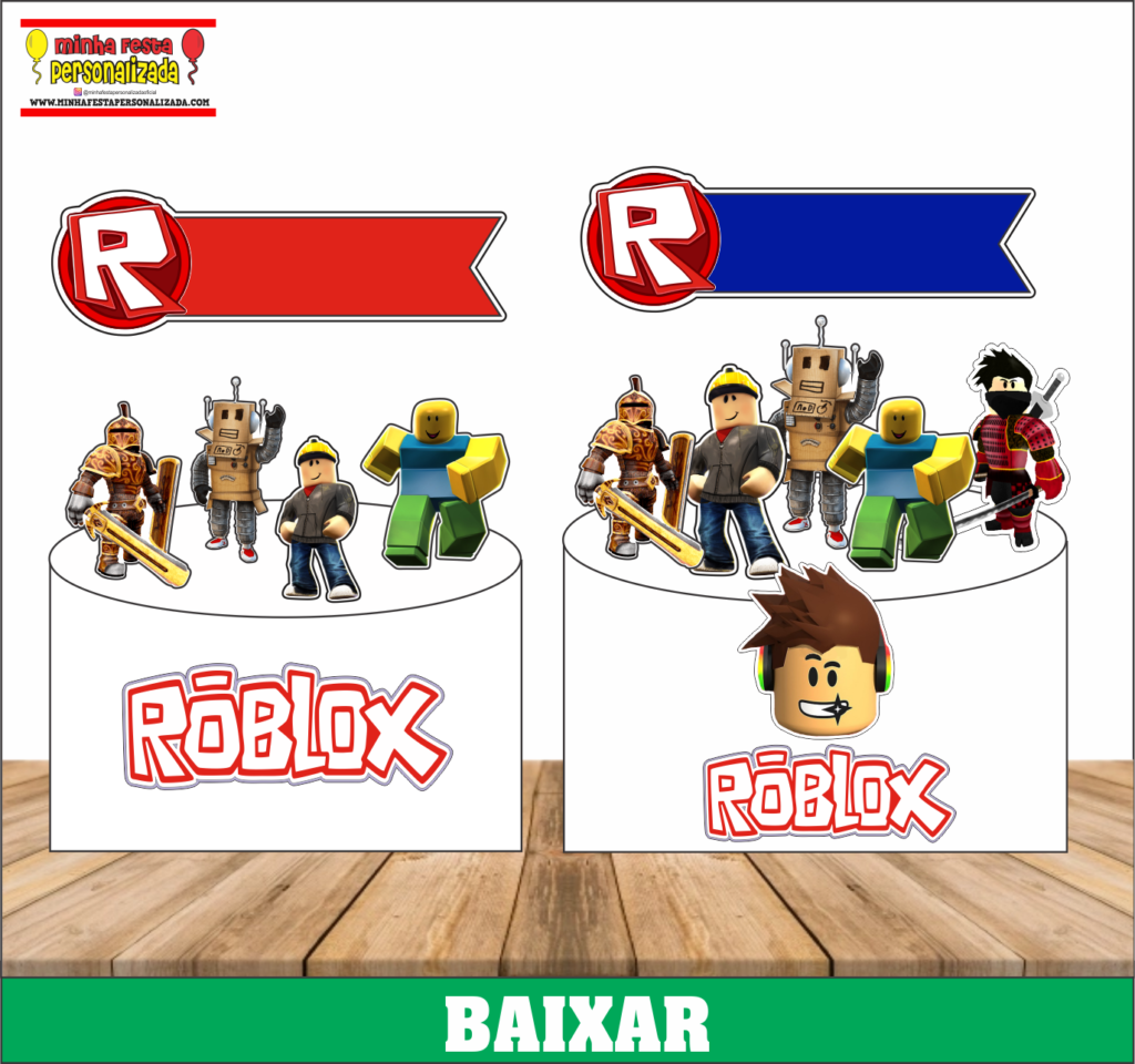 Topo de bolo Roblox para editar e imprimir grátis - Festa Free