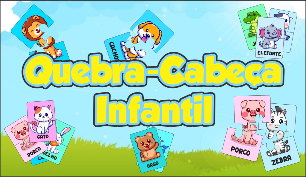 Jogo educativo grátis: quebra-cabeça de animais para imprimir e