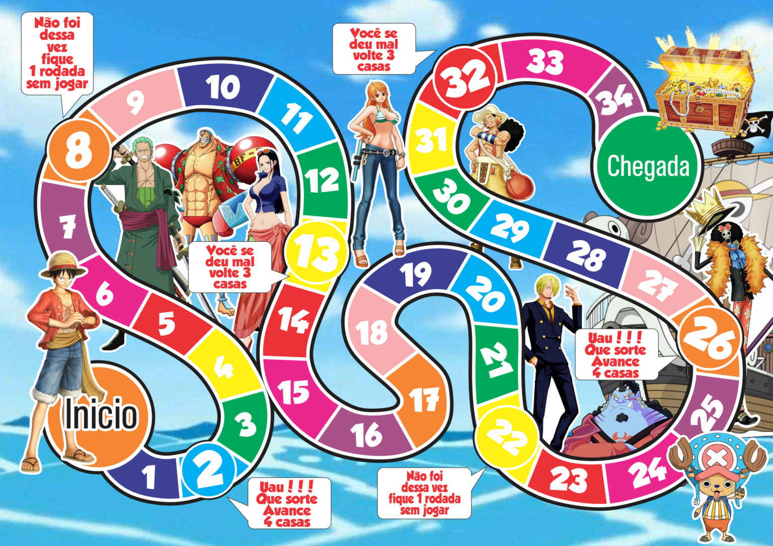 Jogo De Tabuleiro Personalizado One Piece 5697