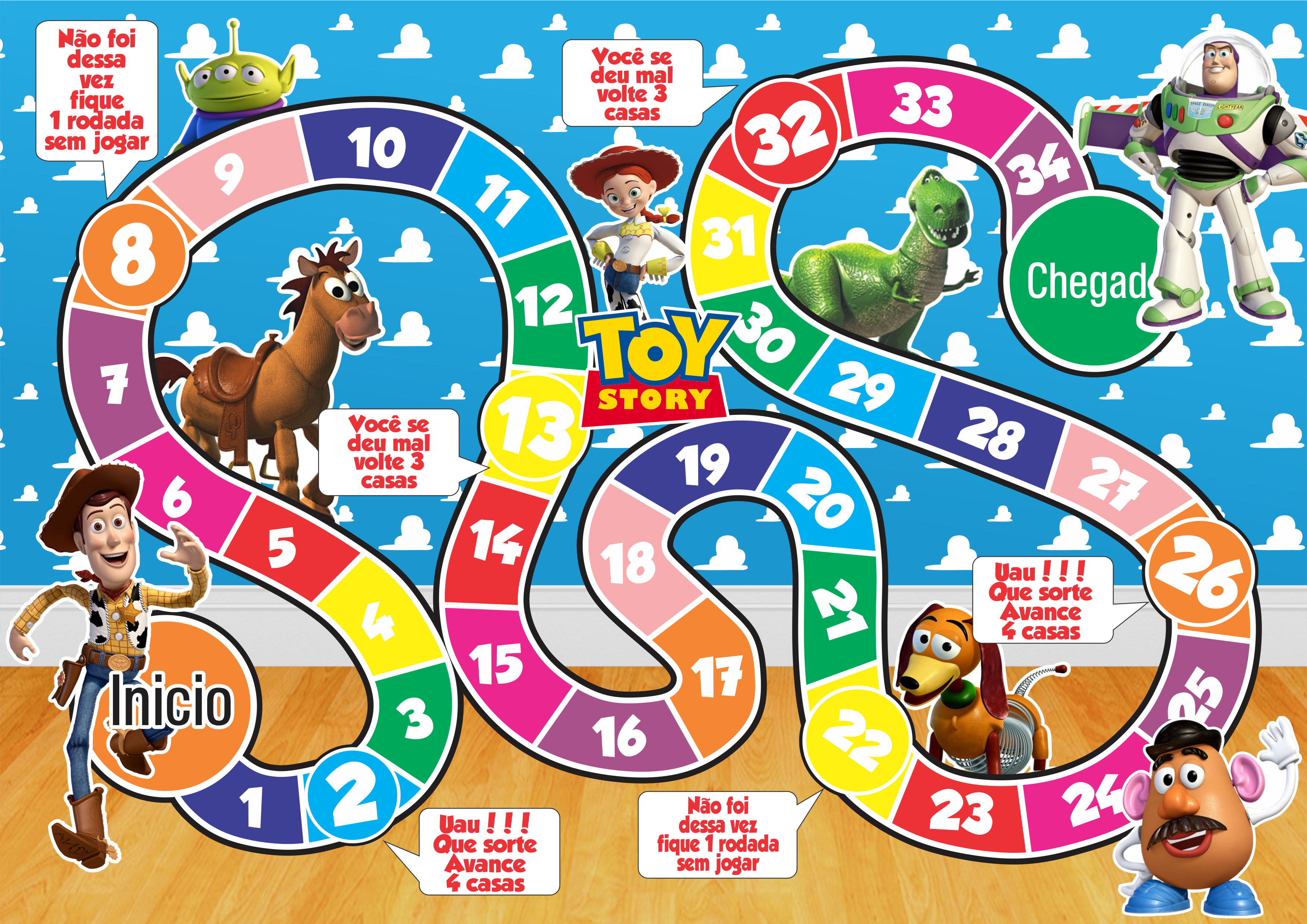 10 Jogo de tabuleiro personalizado TOY STORY