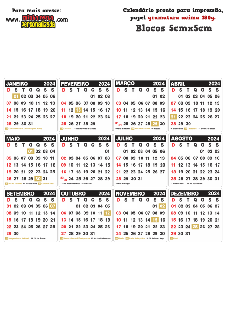 BLOCO 5X5 MINI CALENDARIO ANO NOVO 2024 725x1024 - Blocos Para Mini Calendários Feliz Ano Novo 2024 modelo 02