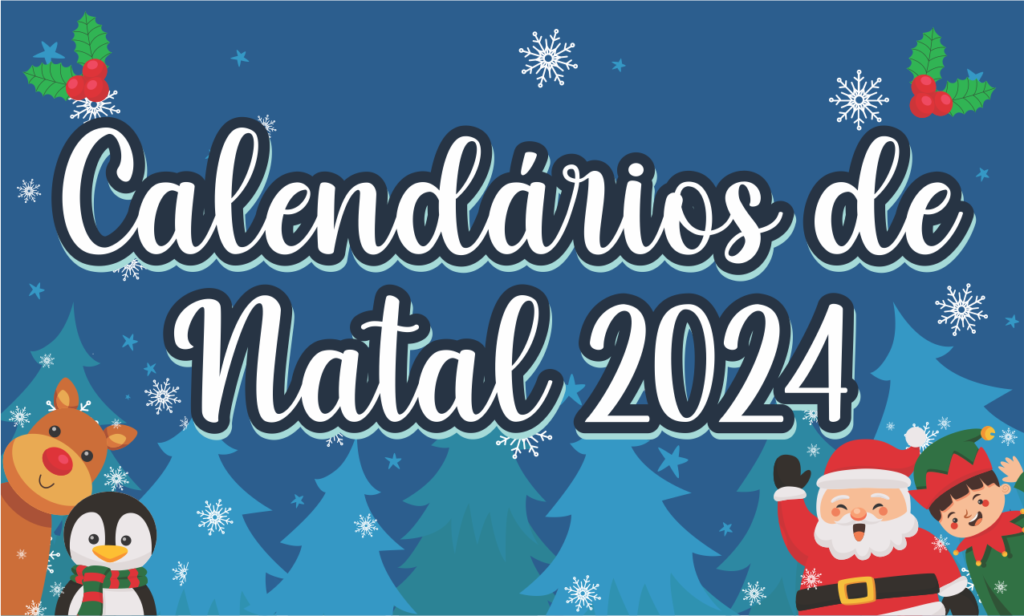 Calendários 2024 de Natal pronto para imprimir gratuito