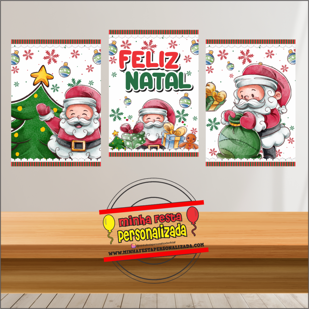 Kit festa de Natal quadros personalizados