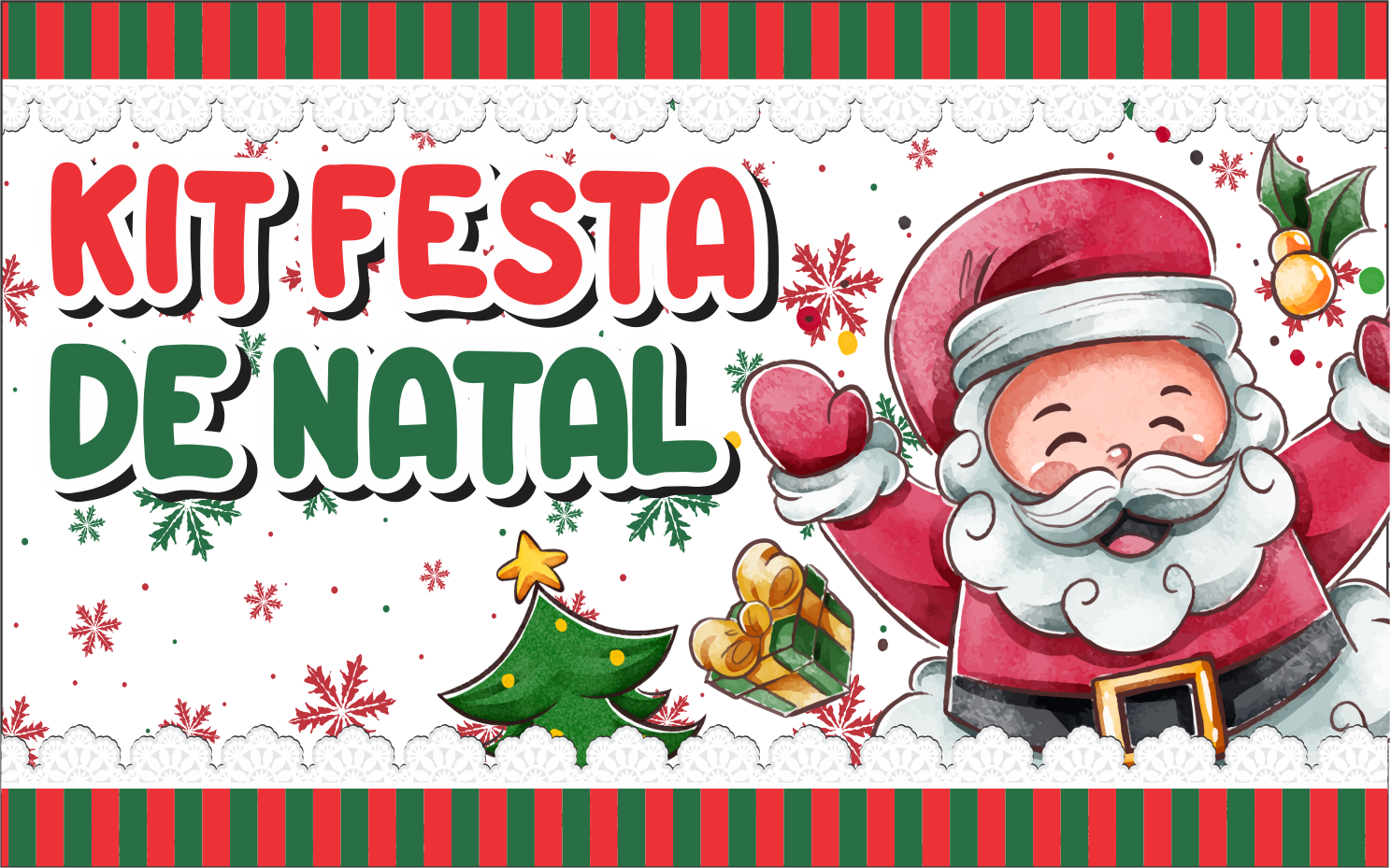 KIT FESTA DE NATAL - Kit festa de Natal Para Imprimir em Alta Qualidade