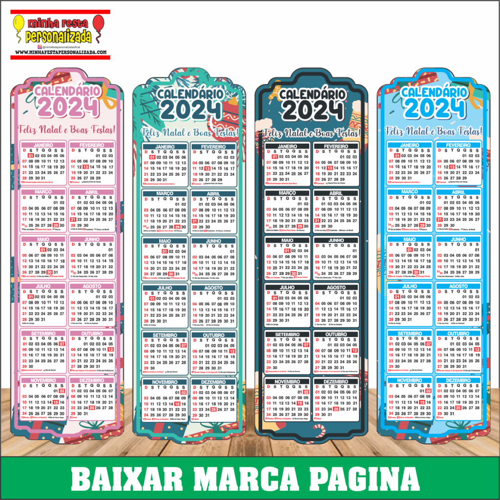 MARCA PAGINA CALENDARIO 2024 DE NATAL 1024x1024 - Marca pagina calendário 2024 de Natal Para Imprimir