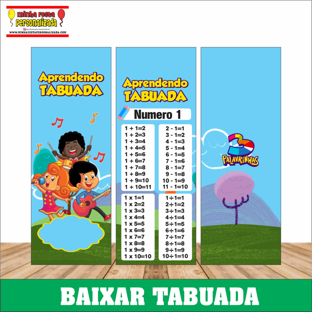 3 PALAVRINHAS 1024x1024 - Chaveiro tabuada personalizada pronto para imprimir