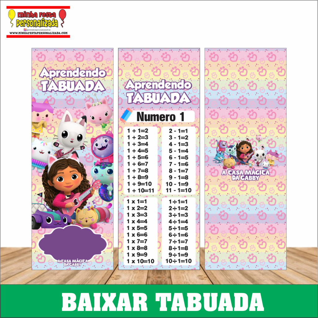 A CASA MAGICA DA GABBY 1024x1024 - Chaveiro tabuada personalizada pronto para imprimir