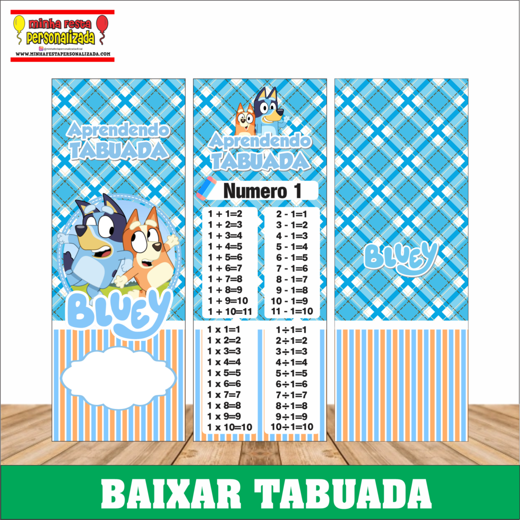 BLUEY 1024x1024 - Chaveiro tabuada personalizada pronto para imprimir