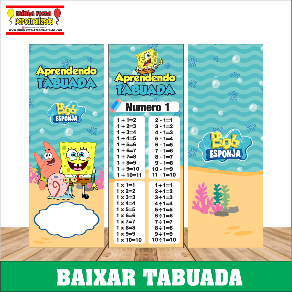 BOB ESPONJA 1024x1024 - Chaveiro tabuada personalizada pronto para imprimir