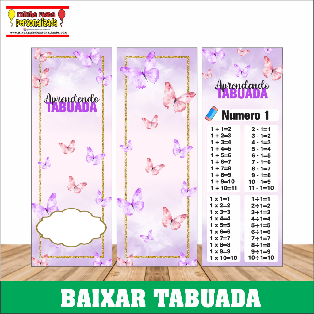 BORBOLETAS 1024x1024 - Chaveiro tabuada personalizada pronto para imprimir