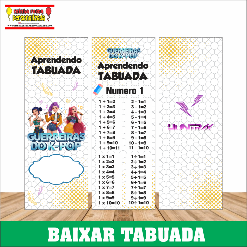 GUERREIRAS K POP 1024x1024 - Chaveiro tabuada personalizada pronto para imprimir