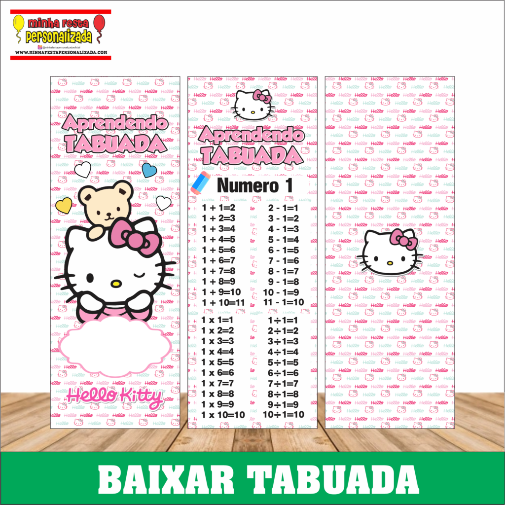 HELLO KITTY 1024x1024 - Chaveiro tabuada personalizada pronto para imprimir