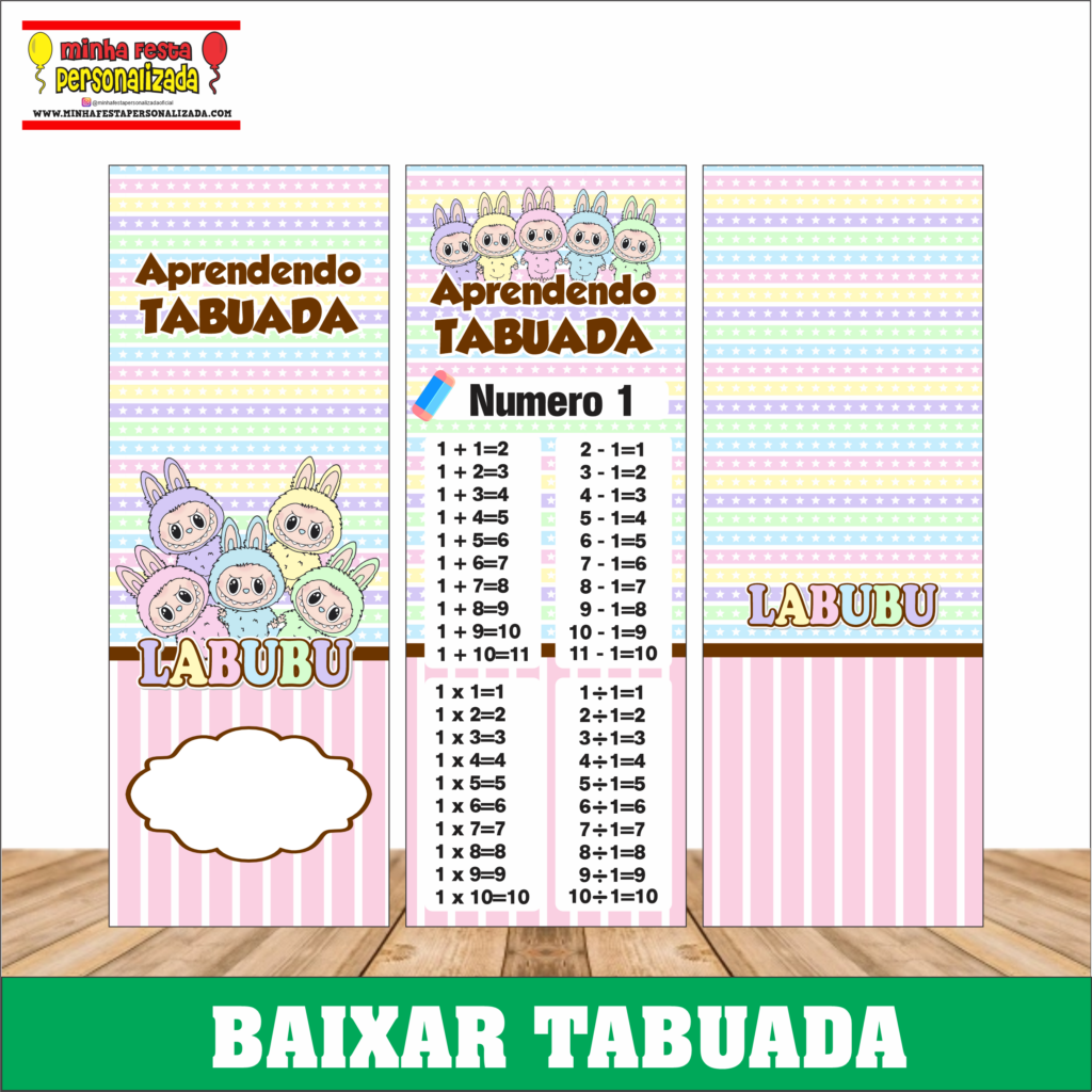 LABUBU 1024x1024 - Chaveiro tabuada personalizada pronto para imprimir