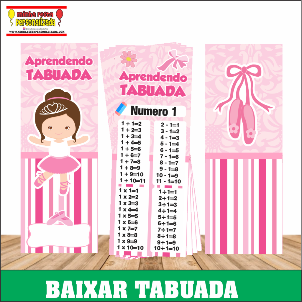 TABUADA PERSONALIZADA BAILARINA 1024x1024 - Chaveiro tabuada personalizada pronto para imprimir